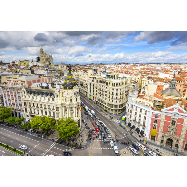 Ebern Designs Madrid, Spain Cityscape Wrapped Canvas Photograph Wayfair